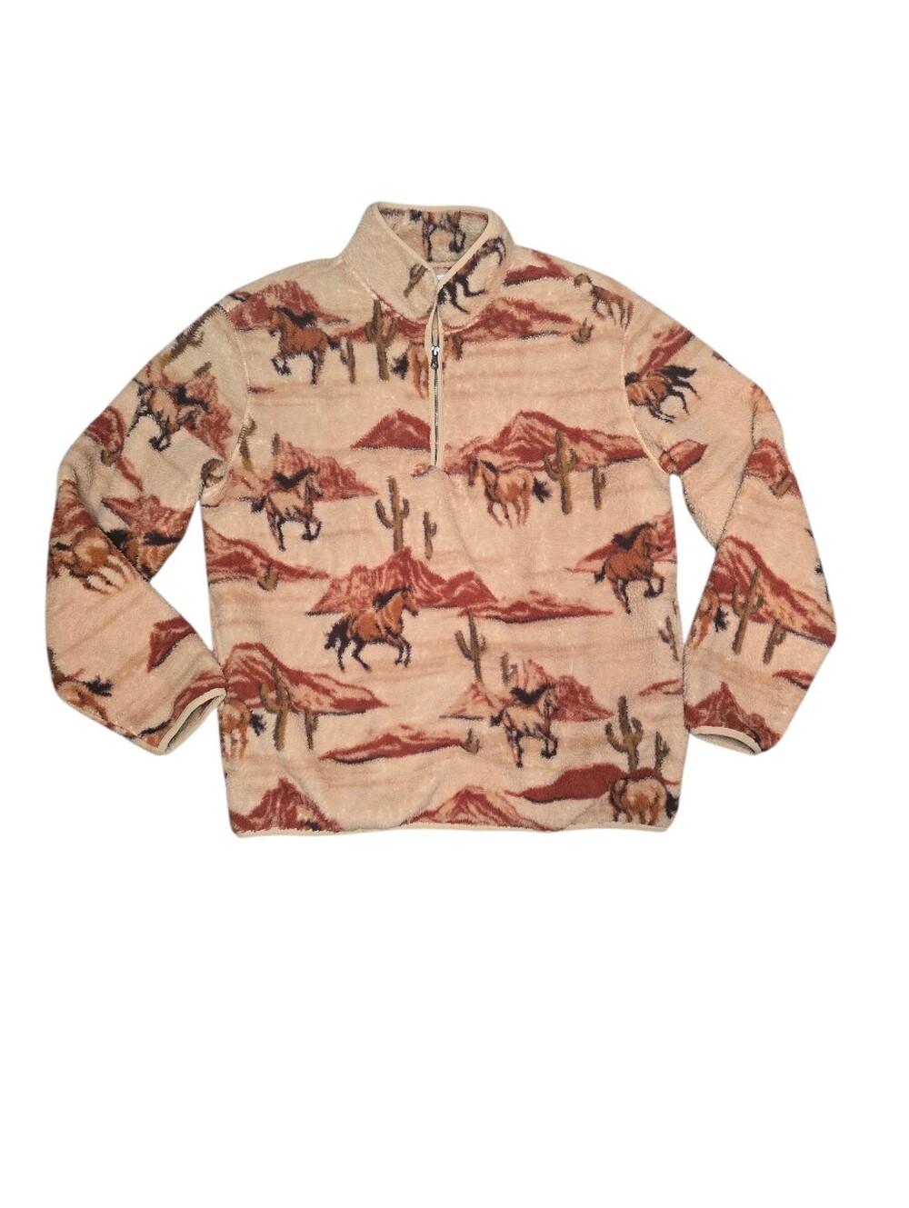 Old Navy Printed Sherpa Quarter-Zip Pullover  Horses Large